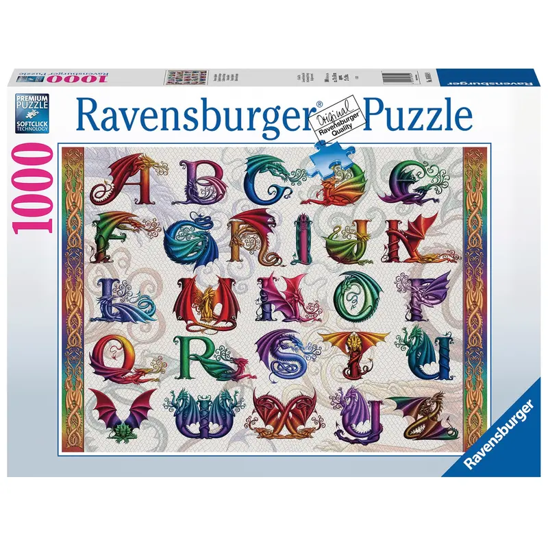 1,000-Piece Dragon-Themed Alphabet Jigsaw Puzzle 1