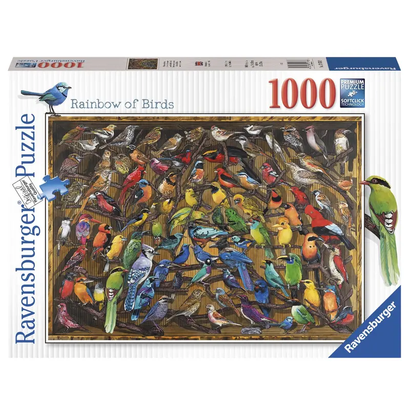 1000-Piece Rainbow Birds Illustrated Puzzle 1
