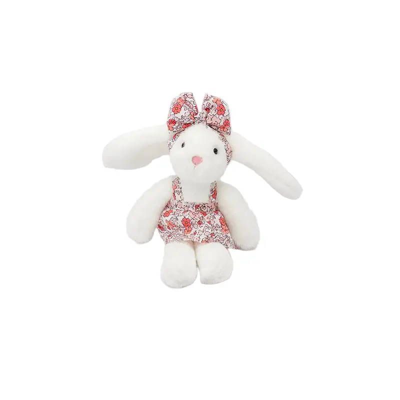 25Cm Bunny Plush In Red Floral Dress 1