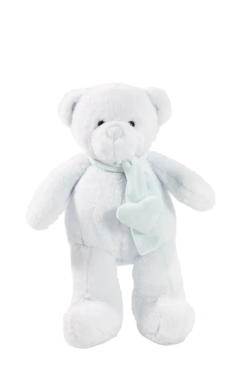 30Cm Blue Bear Plush With Knitted Scarf 1