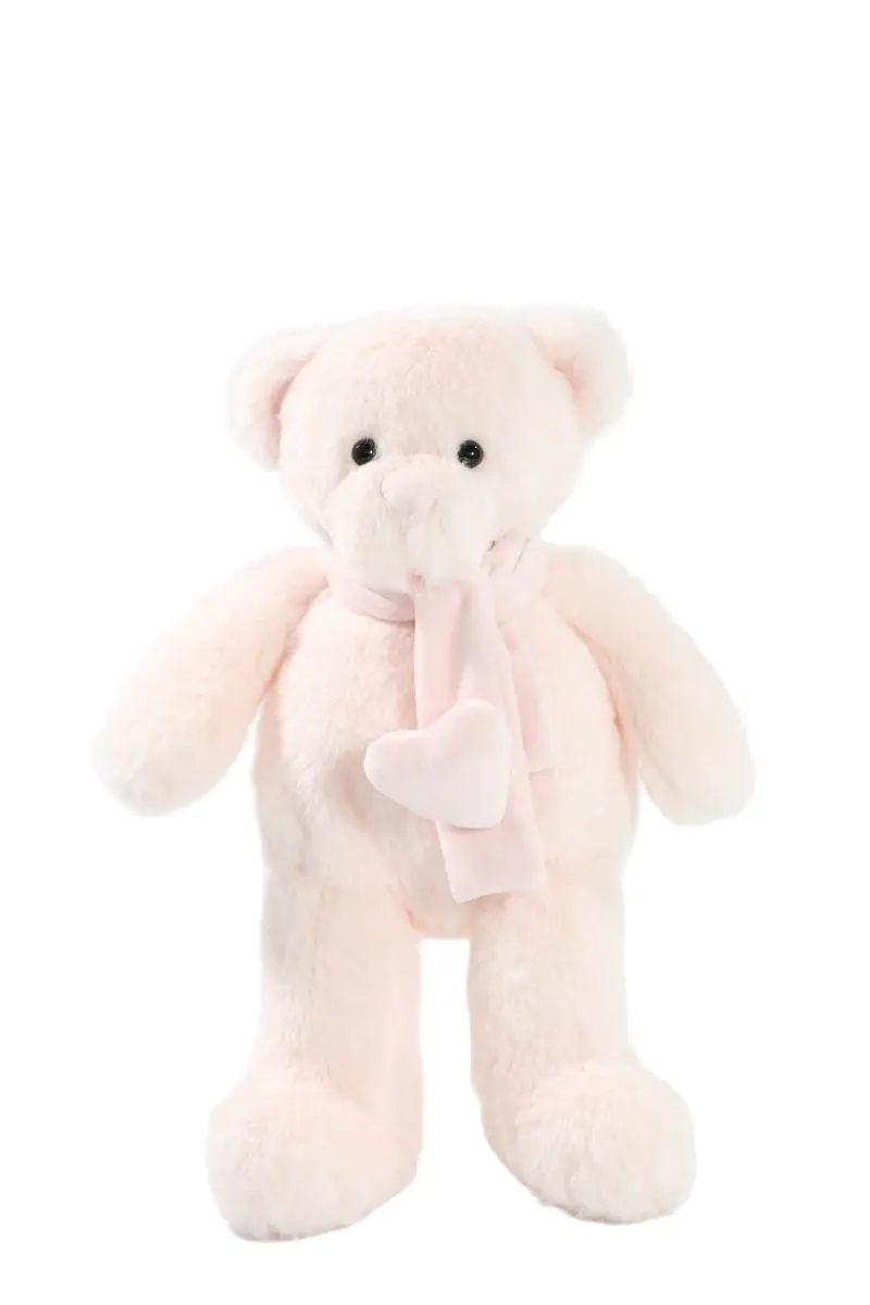 30Cm Pink Bear Plush With Knitted Scarf 1