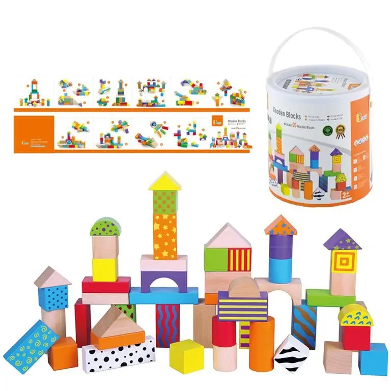 50-Piece Colorful Geometric Pattern Block Set 1