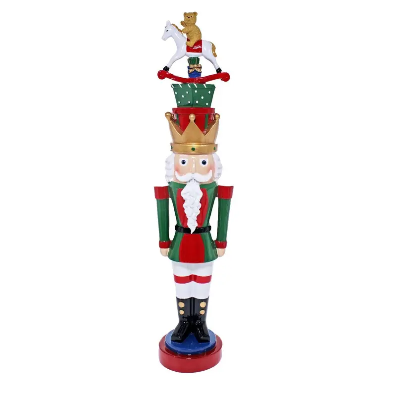 50Cm Nutcracker Figurine With Rocking Horse Base – Holiday Decor 1
