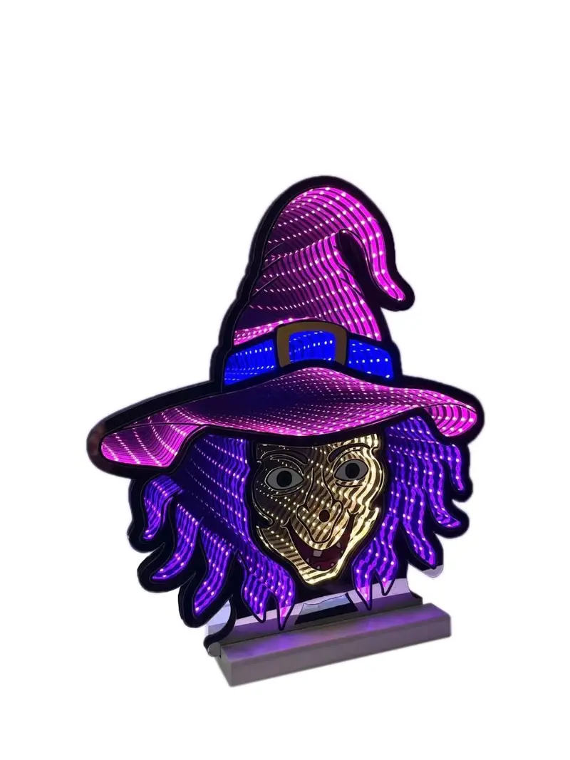 60Cm Halloween Witch Head Infinity Light Display 1