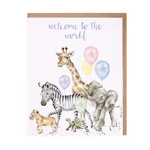 Adorable Animal-Themed 'Welcome To The World' Card 1