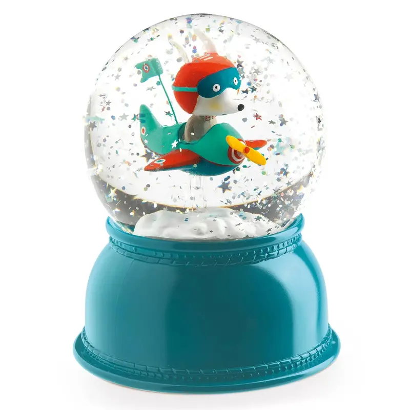 Airplane-Themed Snow Globe With Soft Night Light 1