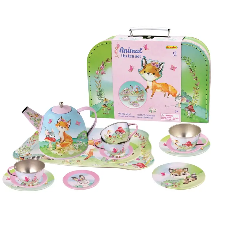Animal-Themed Tin Tea Set – Vintage-Style Play Kitchen Set 1