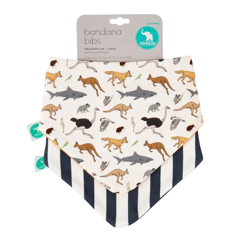 Australian Wildlife Bandana Bibs – Native Animal 2-Pack 1