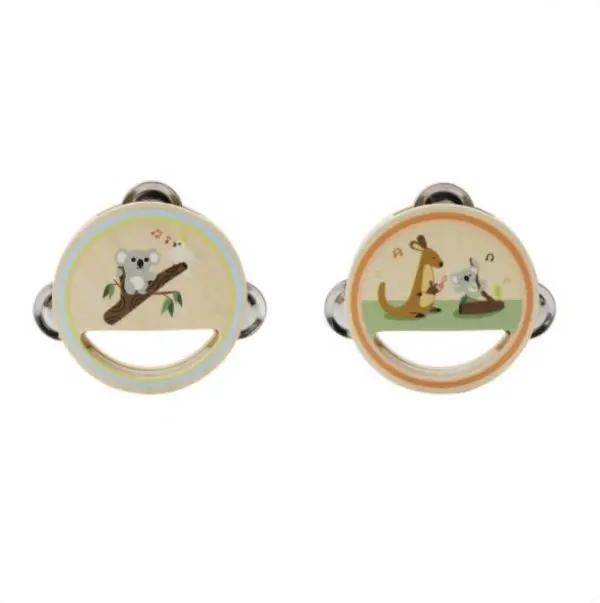 Australian Wildlife Tambourine – Handcrafted Wooden Design 1