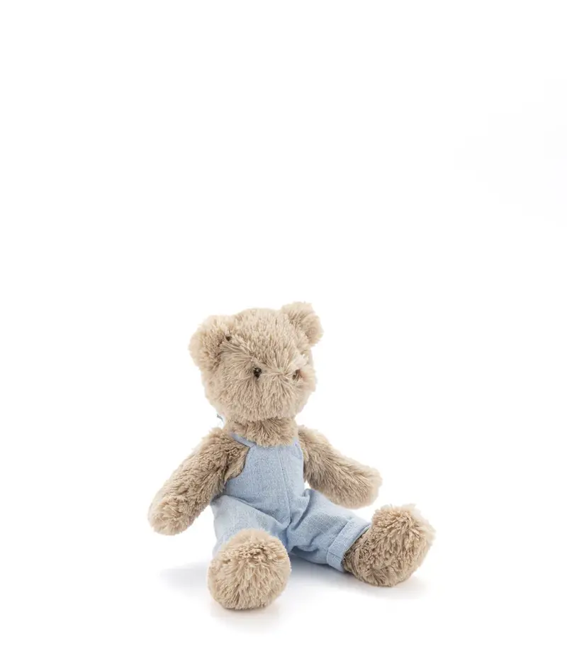 Baby Honey Bear Doll In Baby Blue Overalls 1