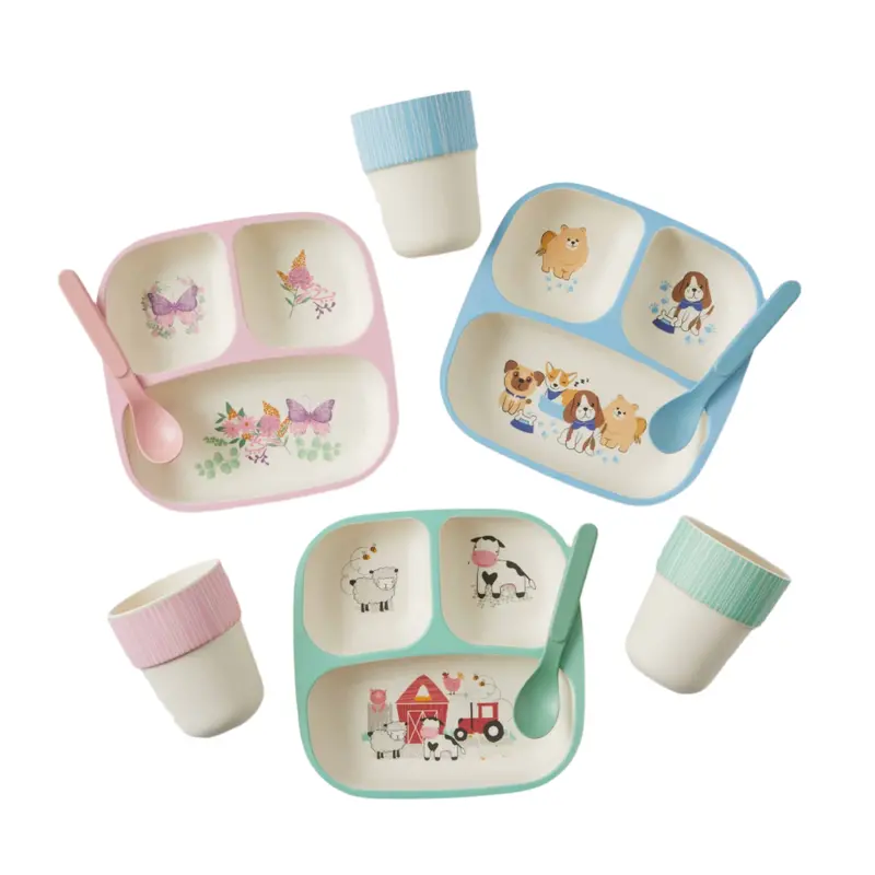 Bamboo 3-Piece Divider Dinner Set – Assorted Colors 1