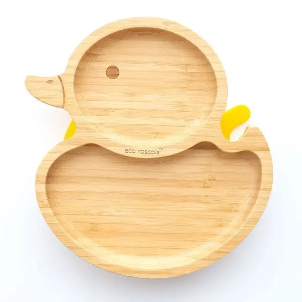 Bamboo Duck Suction Plate – 3-Section Eco-Friendly Feeding Set 1