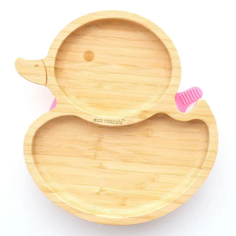 Bamboo Duck Suction Plate – 3-Section Eco-Friendly Feeding Set 2
