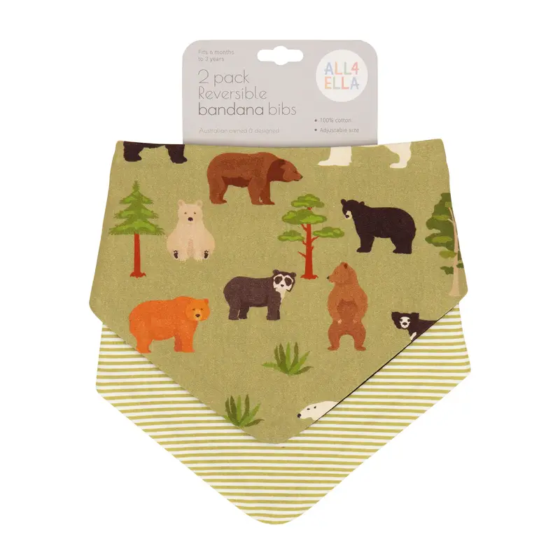 Bear-Themed Bandana Bibs – Cuddly Infant 2-Pack 1