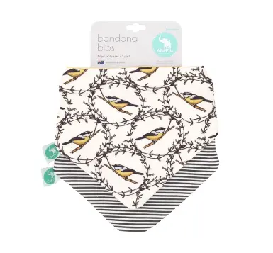 Bird Illustration Bandana Bibs (2-Pack) 1