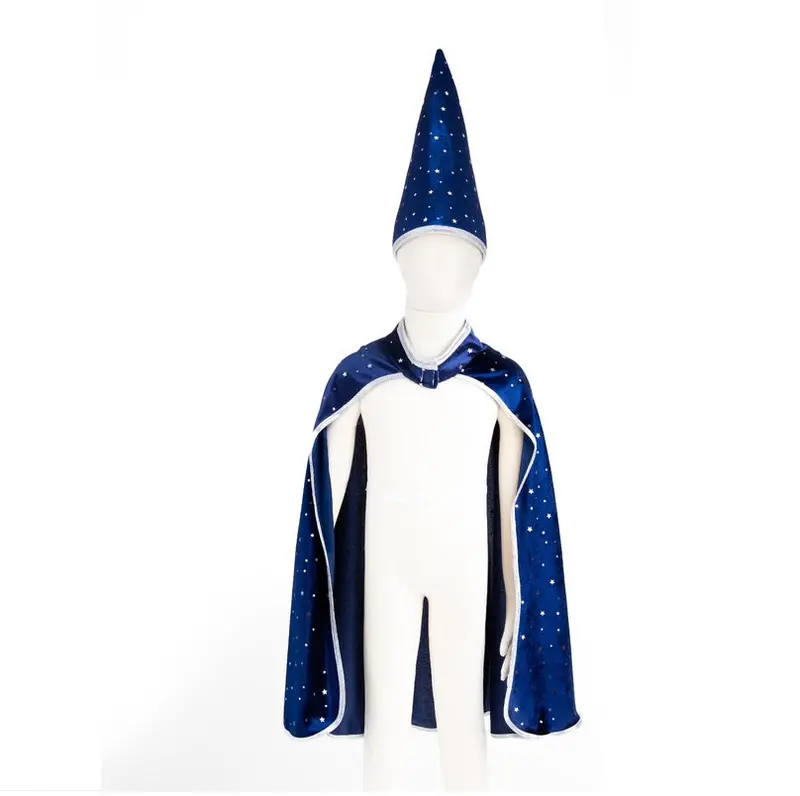 Blue And Silver Sparkle Wizard Cape And Matching Hat 1