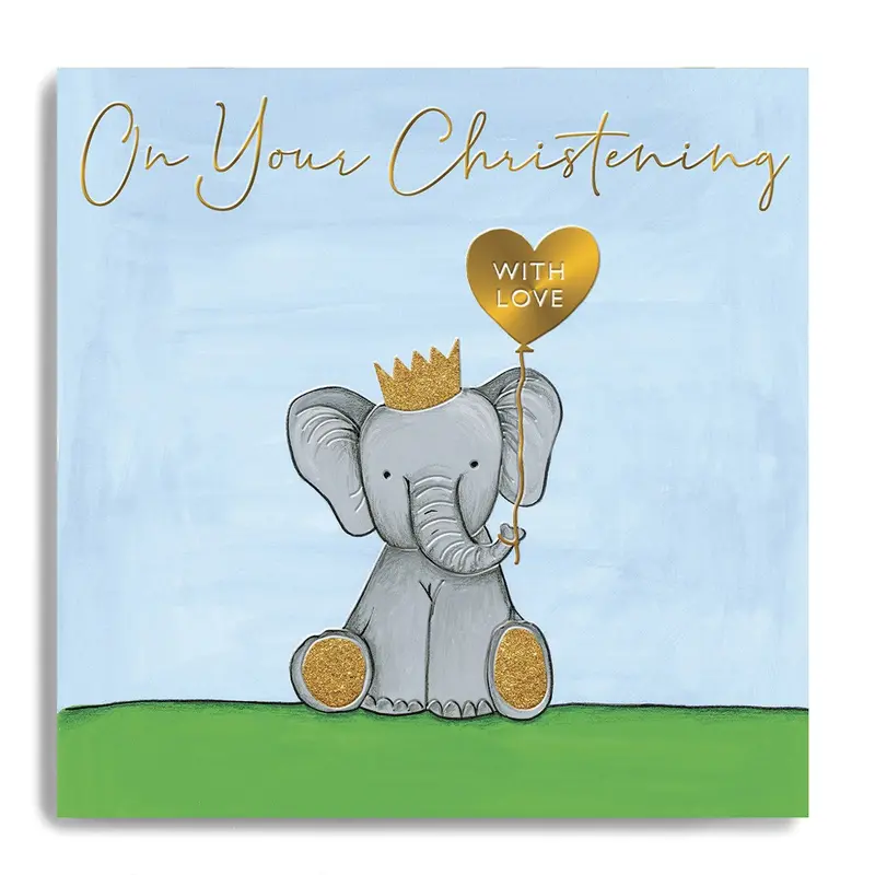 Blue Elephant Baptism Card 1