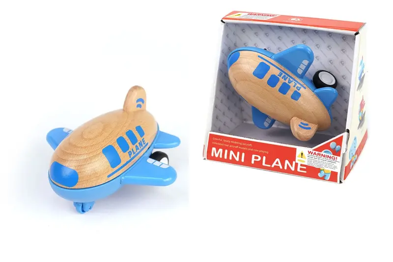 Blue Wooden Racer Airplane Toy 1