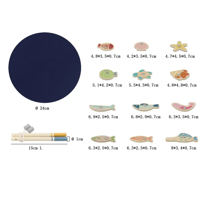 Classic Wooden Fishing Game With Magnetic Rods 1