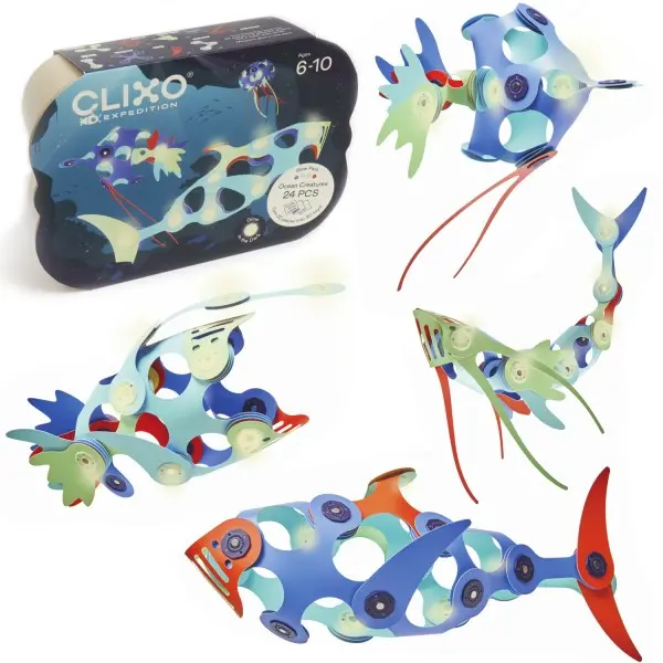 Clixo Ocean Creatures Building Set – Glow-In-The-Dark Edition 1