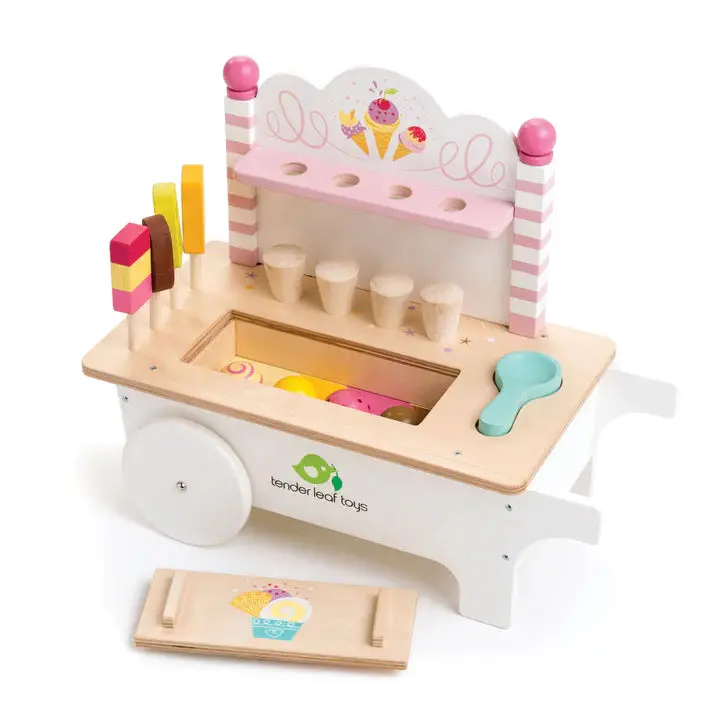 Compact Push-Along Ice Cream Cart – Pretend Play Toy 1