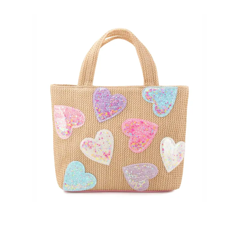 Confetti-Detail Mini Straw Tote Bag 1