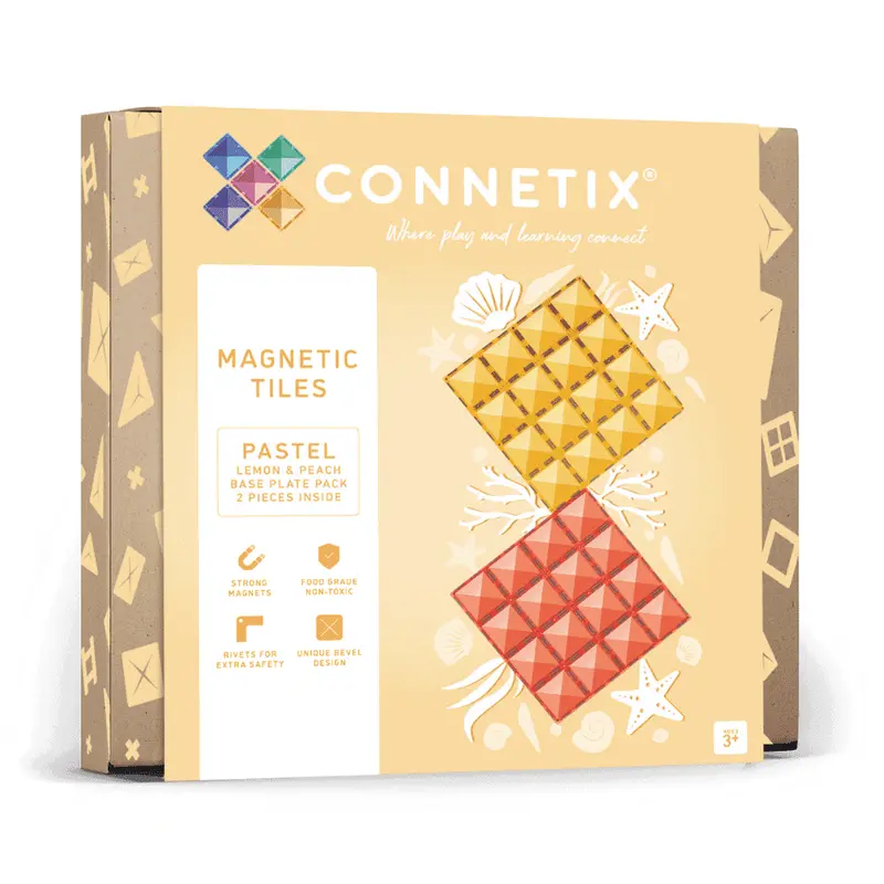 Connetix Lemon & Peach Base Plates – 2-Piece Creative Expansion Pack 1