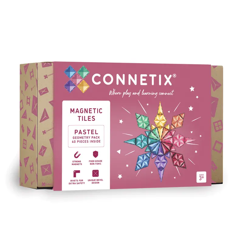 Connetix Pastel Geometry Set – 40-Piece Magnetic Stem Building Pack 1