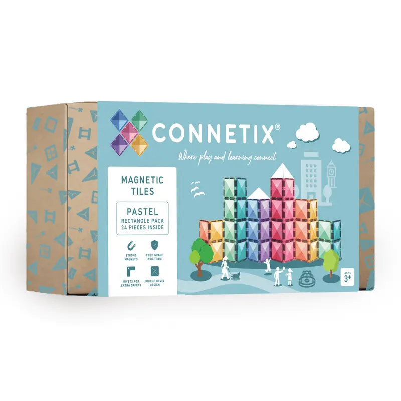 Connetix Pastel Rectangle Magnetic Tile Pack – 24 Pieces 1
