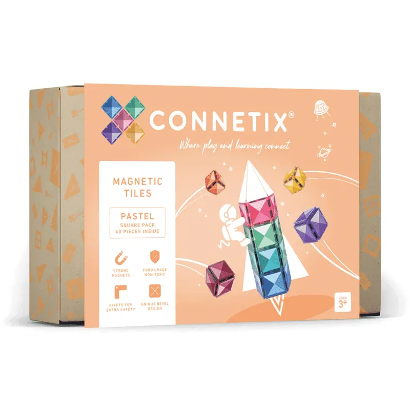 Connetix Pastel Square Magnetic Tiles (40-Piece Set) 1