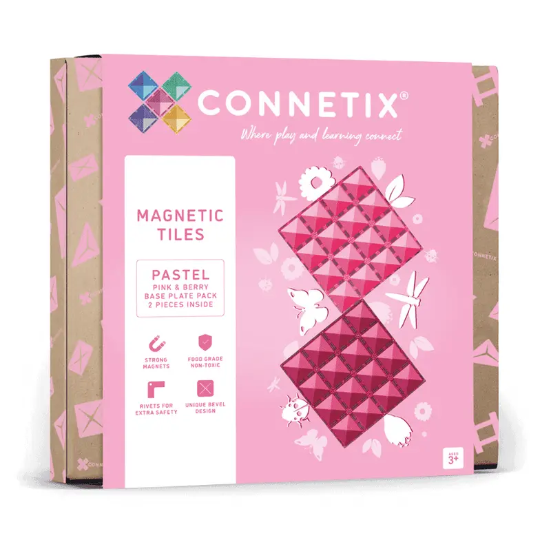 Connetix Pink & Berry Base Plate Pack – 2-Piece Building Foundation 1