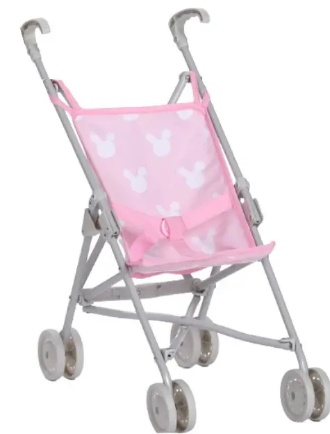 Cool Grey And Blush Pink Folding Stroller 1