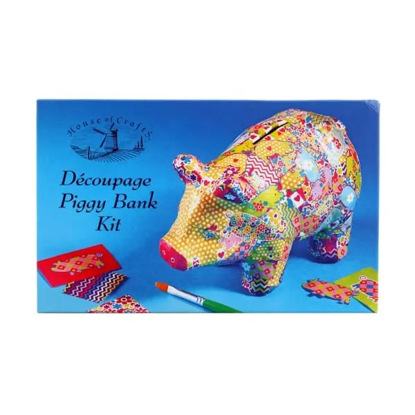 Decoupage Piggy Bank Craft Kit For Kids 1