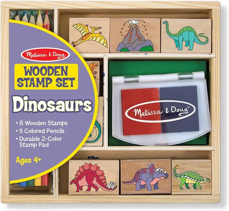 Dinosaur-Themed Wooden Stamp Collection 1