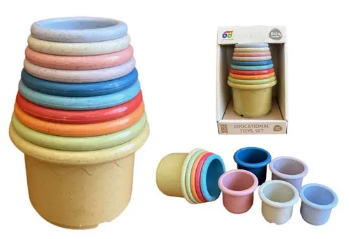 Eco-Friendly Bio-Plastic Stacking Cups – Toddler Learning Set 1