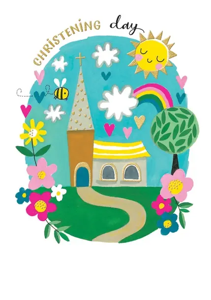 Elegant Christening Card With Gold Foil Accents 1