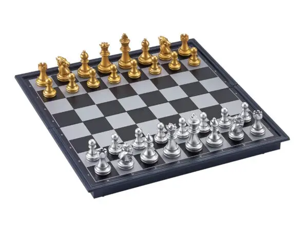 Elegant Gold-And-Silver Magnetic Chess Set – 10-Inch Board 1