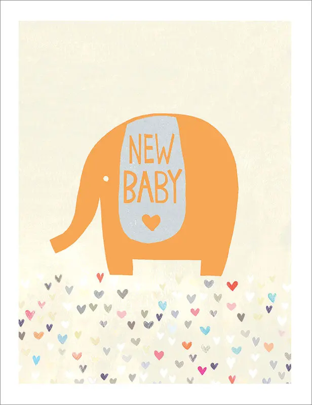 Elephant Design New Baby Announcement Card 1