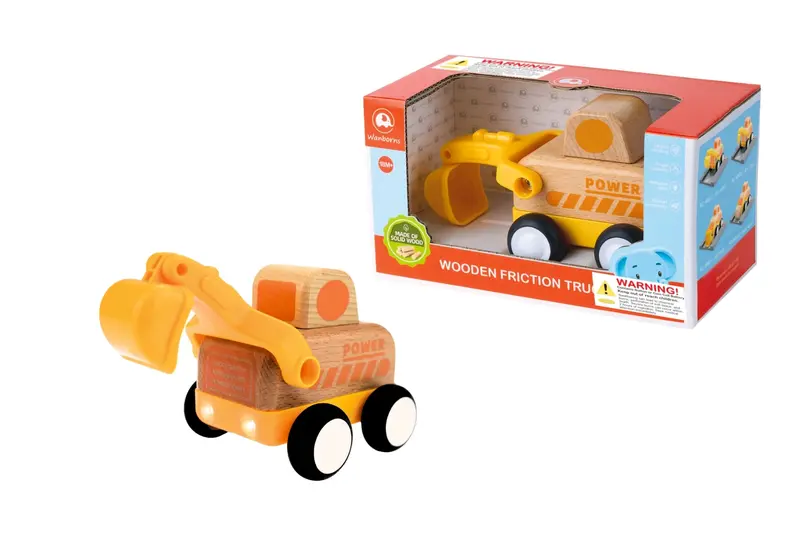 Excavator Toy – Wooden Friction-Powered Digger 1