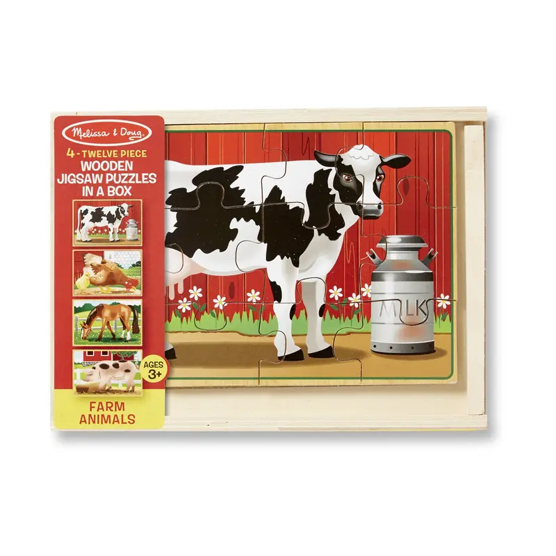 Farm-Themed Wooden Jigsaw Puzzles In Storage Box 1