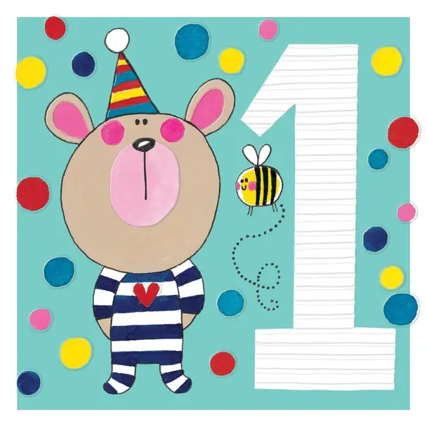 First Birthday Bear Keepsake – Happy Birthday Design 1