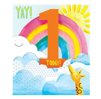 First Rainbow Birthday Card – Milestone Celebration Design 1