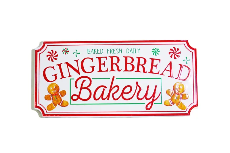 Gingerbread Bakery Metal Hanging Sign – Festive Kitchen Decor 1