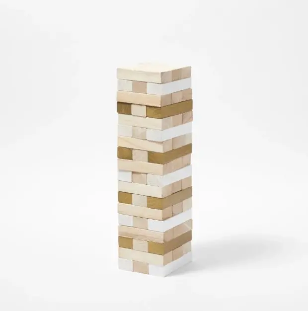 Gold Metallic Tumbling Tower – Oversized Wooden Stack-And-Tumble Game 1