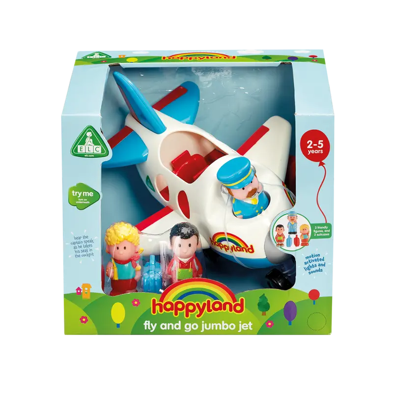 Happyland Fly & Go Jumbo Jet Toy – Interactive Push-Along Aircraft For Toddlers 1