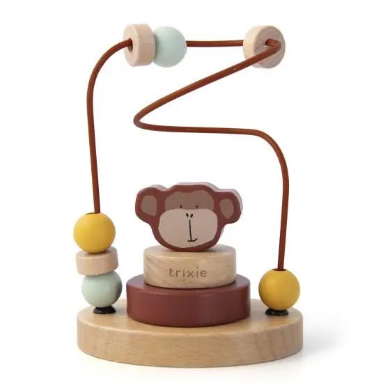Interactive Wooden Bead Maze With Mr. Monkey Theme 1