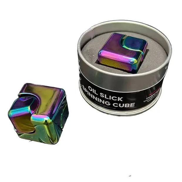 Iridescent Oil-Slick Spinning Cube 1