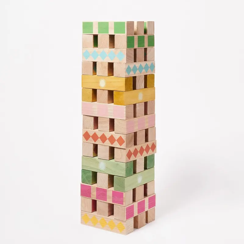 Jumbo Tumbling Tower Game – Majorelle Blue Wooden Stacking Challenge 1