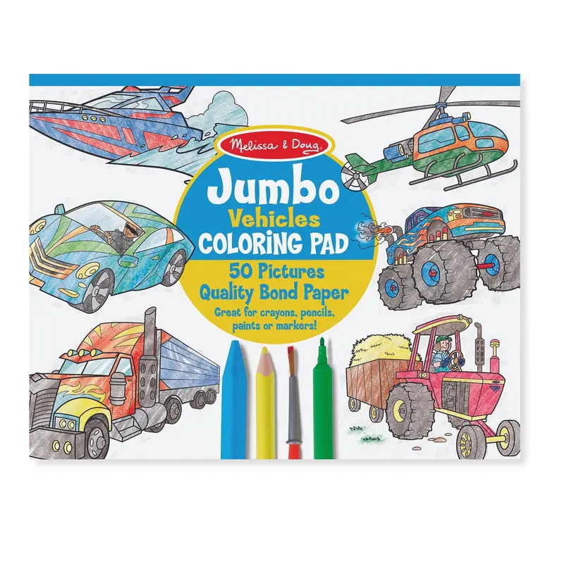 Jumbo Vehicle-Themed Coloring Pad For Children 1