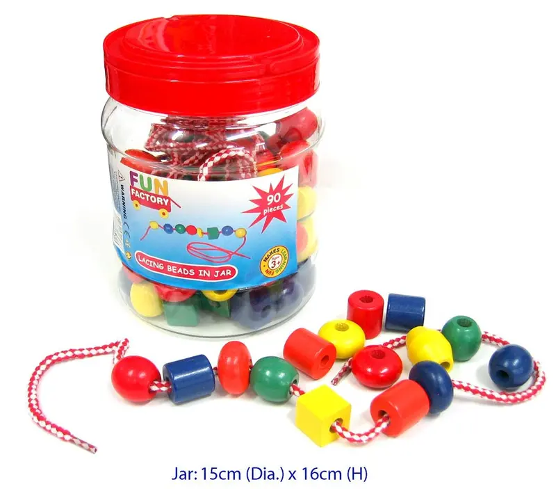 Lacing Beads In Jar – 90-Piece Fine Motor Set 1